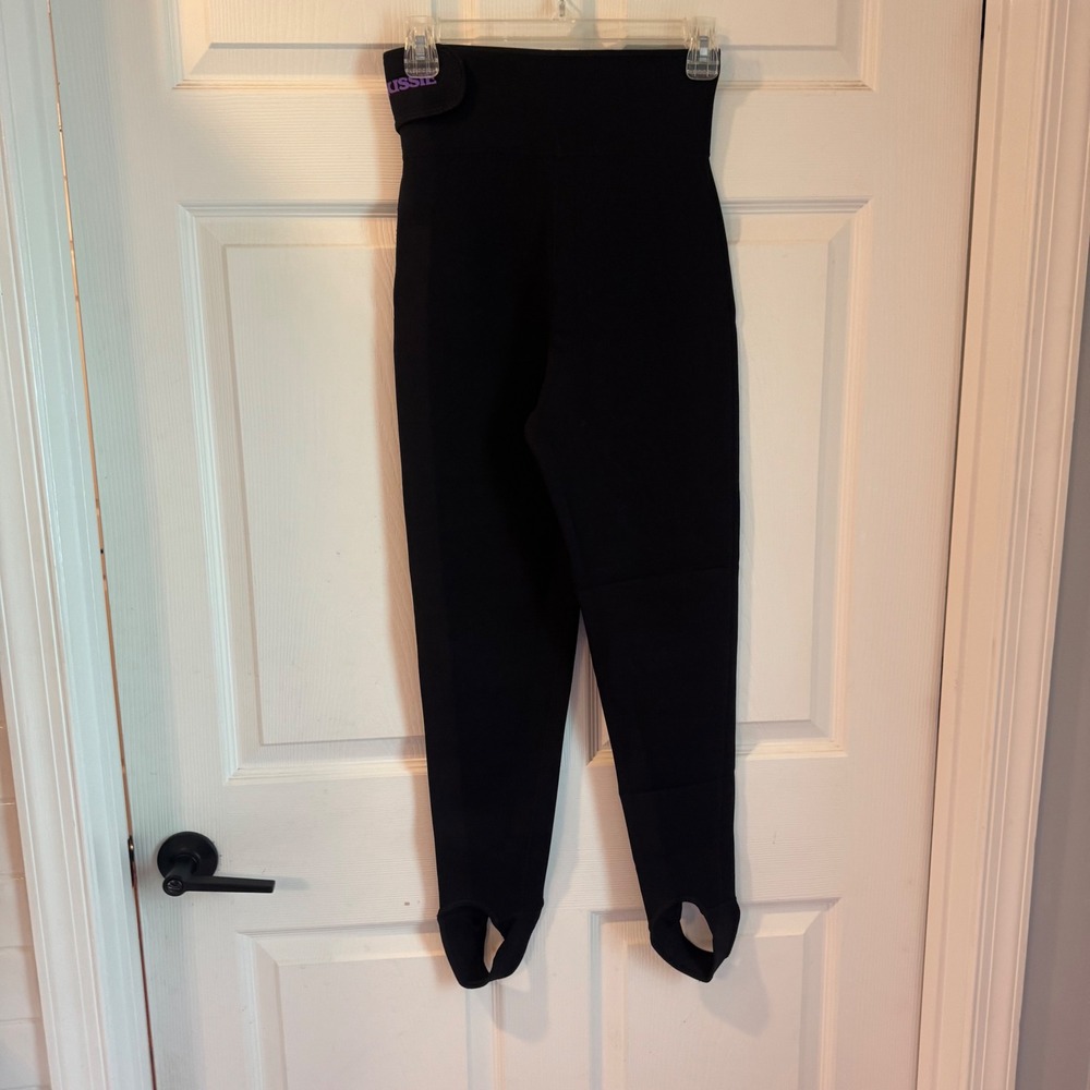 Aussie Sauna Pants Women Small Black Neoprene Stirrup High Waist Compression